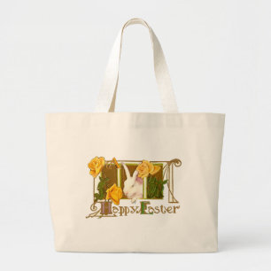 Happy Easter Bunny Large Tote Bag