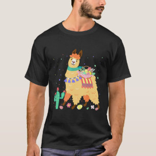 Happy Easter Bunny Llama Bringing Easter Egg Baske T-Shirt