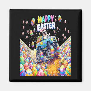 Happy Easter Bunny Monster Truck Eggs Boys Men Magnet