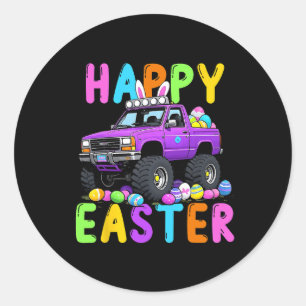 Happy Easter Bunny Monter Truck Funny Madness  Classic Round Sticker