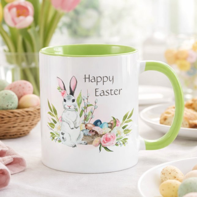 Happy Easter Bunny Mug | Watercolor Spring Coffee (Creator Uploaded)