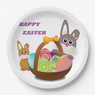 "HAPPY EASTER" BUNNY PAPER PLATE
