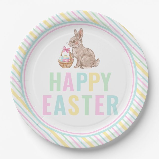 Happy Easter Bunny Paper Plate (Front)
