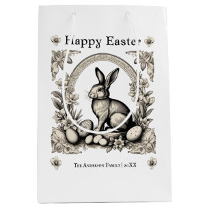 Happy Easter Bunny Personalised Retro Rabbit Chic Medium Gift Bag