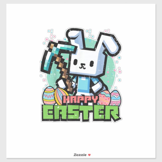 Happy Easter Bunny Pixel Game Gaming Gamer Boys Ki (Sheet)