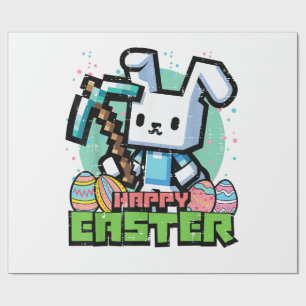 Happy Easter Bunny Pixel Game Gaming Gamer Boys Ki Wrapping Paper