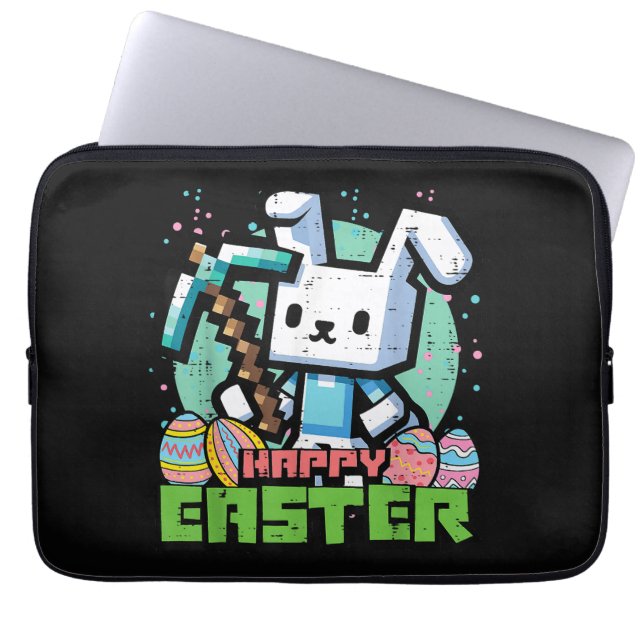 Happy Easter Bunny Pixel Game  Laptop Sleeve (Front)