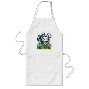 Happy Easter Bunny Pixel Game  Long Apron