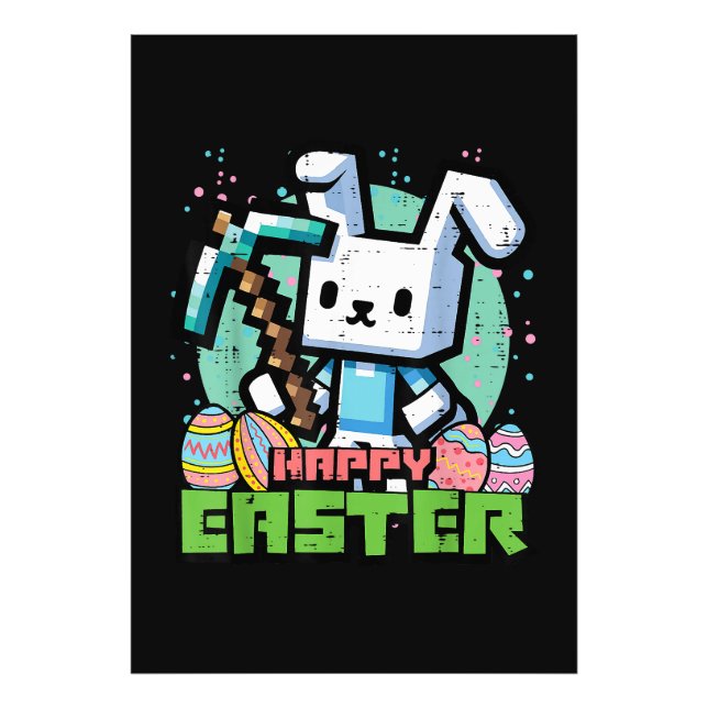 Happy Easter Bunny Pixel Game  Photo Print (Front)