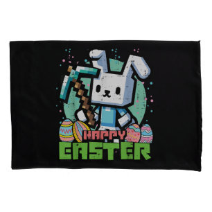 Happy Easter Bunny Pixel Game  Pillowcase