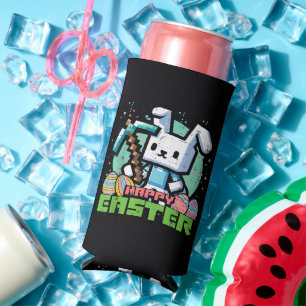 Happy Easter Bunny Pixel Game  Seltzer Can Cooler