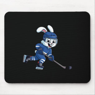 Happy Easter Bunny Playing Ice Hockey Easter Sport Mouse Pad