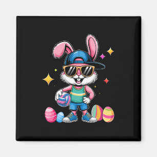 Happy Easter Bunny Playing Volleyll Easter Sport K Magnet