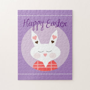 Happy Easter Bunny Purple Jigsaw Puzzle