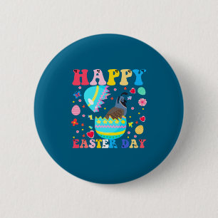 Happy Easter Bunny Quail Easter Day Groovy 6 Cm Round Badge