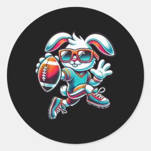 Happy Easter Bunny Quarterback Receiver Football B Classic Round Sticker