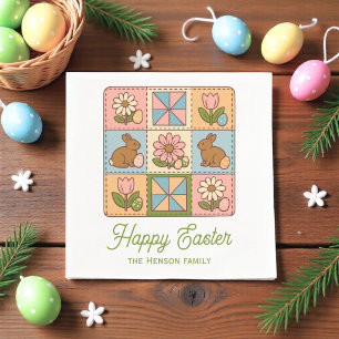 Happy Easter Bunny Quilt Pattern Family  Napkin
