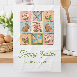 Happy Easter Bunny Quilt Pattern Family  Tea Towel