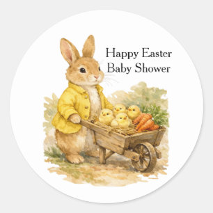 Happy Easter Bunny Rabbit Baby Shower Classic Round Sticker