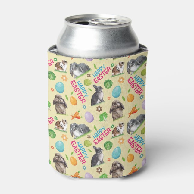 Happy Easter Bunny Rabbit Can Cooler (Can Front)