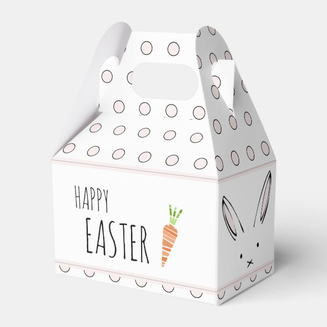 Happy Easter Bunny Rabbit Carrot Polka Dot Favour  Box (Front Side)