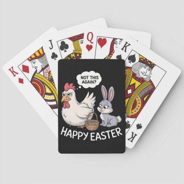 Happy Easter Bunny Rabbit Chicken Not This Again Playing Cards (Back)