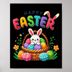 Happy Easter Bunny Rabbit Egg Bysket Girls Toddler Poster