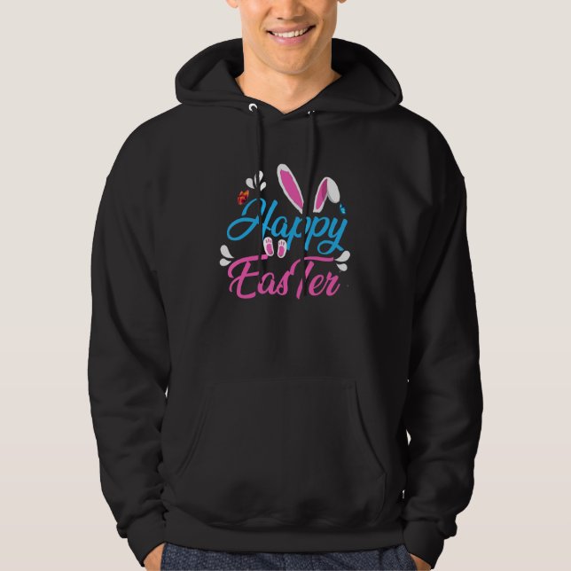 happy easter bunny rabbit egg ears spring hoodie (Front)