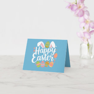 Happy Easter Bunny Rabbit Egg Holiday Card
