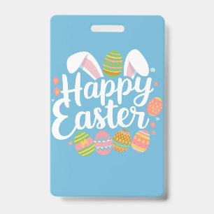 Happy Easter Bunny Rabbit Egg Holiday ID Badge
