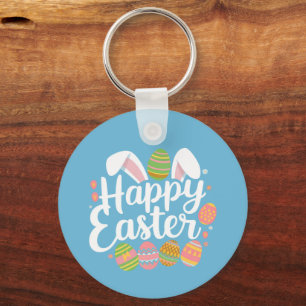 Happy Easter Bunny Rabbit Egg Holiday Key Ring