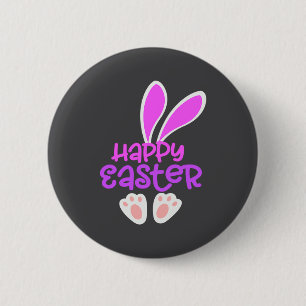 Happy Easter Bunny Rabbit Egg Hunt Cute Ears Girls 6 Cm Round Badge