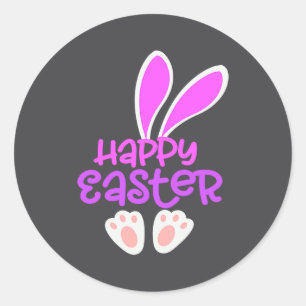 Happy Easter Bunny Rabbit Egg Hunt Cute Ears Girls Classic Round Sticker
