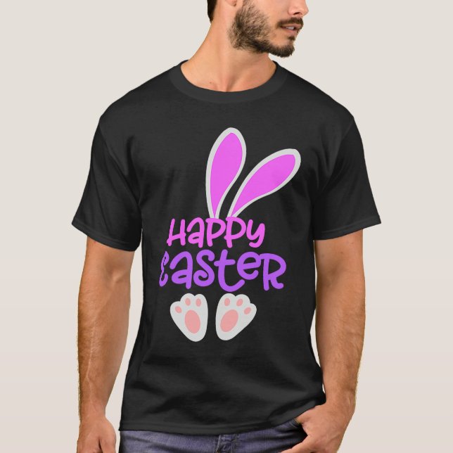 Happy Easter Bunny Rabbit Egg Hunt Cute Ears Girls T-Shirt (Front)