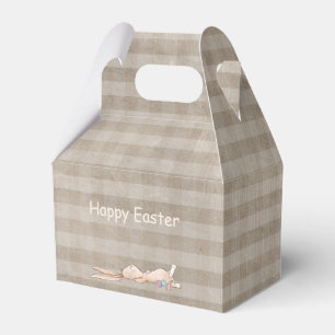 Happy Easter Bunny Rabbit Eggs Butterfly Gingham  Favour Box