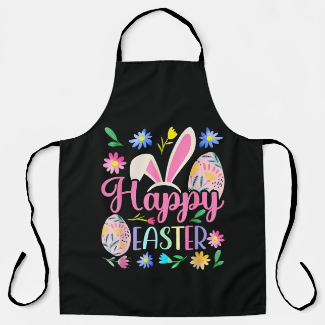 Happy Easter Bunny Rabbit Face Funny Apron (Front)