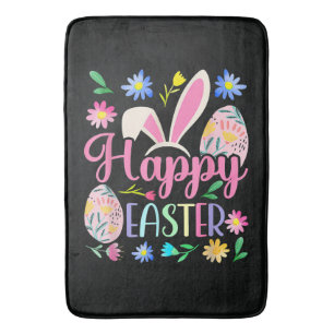 Happy Easter Bunny Rabbit Face Funny Bath Mat