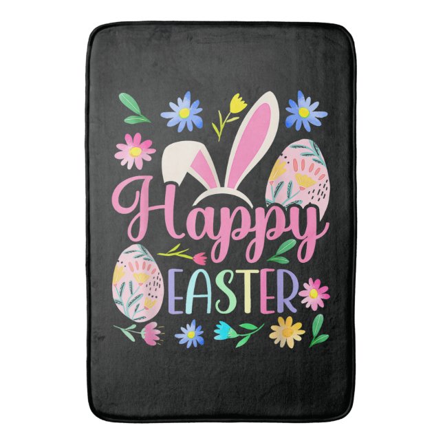 Happy Easter Bunny Rabbit Face Funny Bath Mat (Front Vertical)