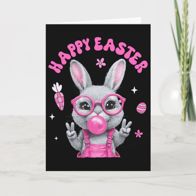 Happy Easter Bunny Rabbit Face Funny Easter Day Wo Card (Front)
