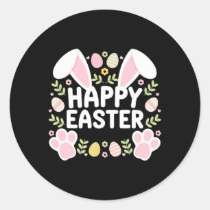 Happy Easter Bunny Rabbit Face Funny Easter Day Wo Classic Round Sticker