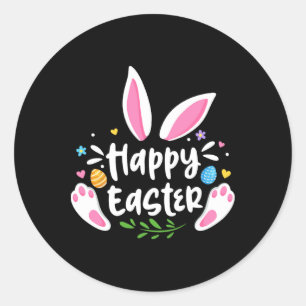 Happy Easter Bunny Rabbit Face Funny Easter Day Wo Classic Round Sticker