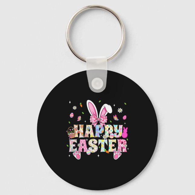Happy Easter Bunny Rabbit Face Funny Easter Day Wo Key Ring (Front)