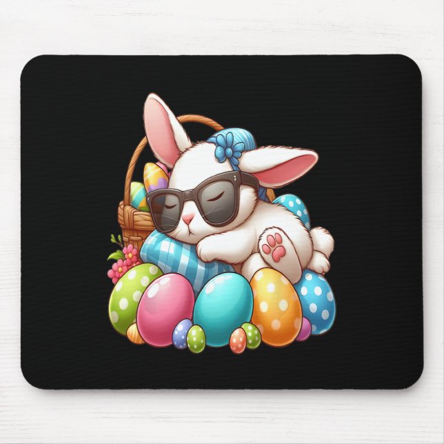 Happy Easter Bunny Rabbit Face Funny Easter Day Wo Mouse Pad (Front)