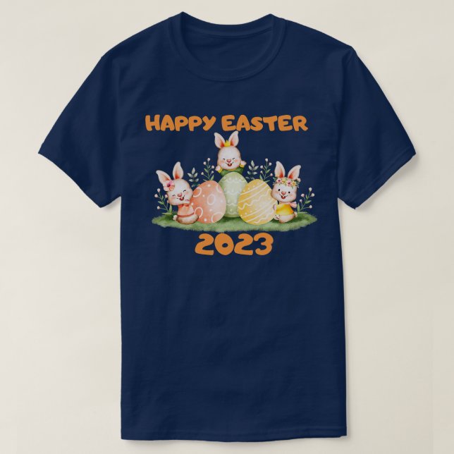 happy easter bunny rabbit face funny easter day wo T-Shirt (Design Front)