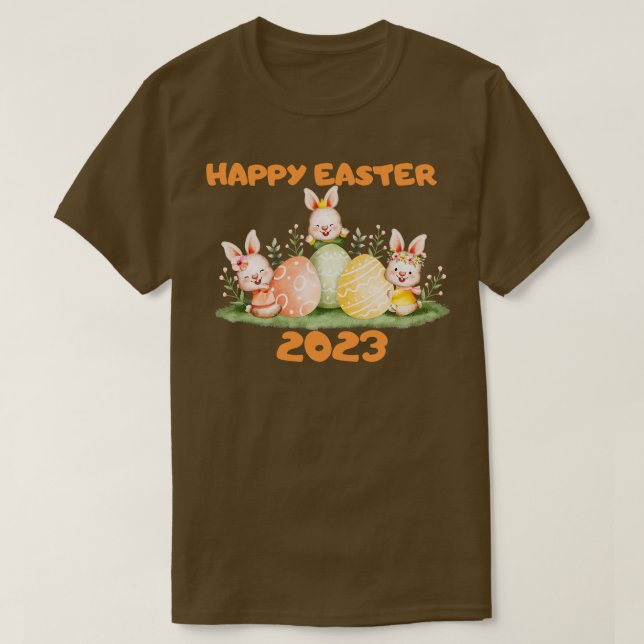 happy easter bunny rabbit face funny easter day wo T-Shirt (Design Front)