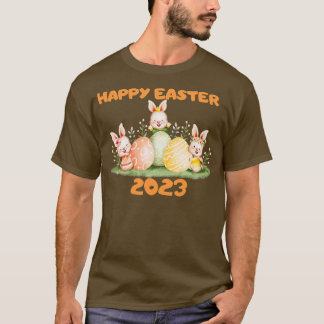 happy easter bunny rabbit face funny easter day wo T-Shirt