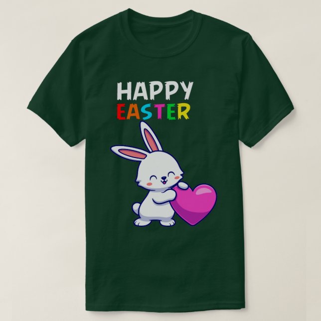 happy easter bunny rabbit face funny easter day wo T-Shirt (Design Front)