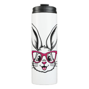 Happy Easter Bunny Rabbit Face with Glasses Thermal Tumbler
