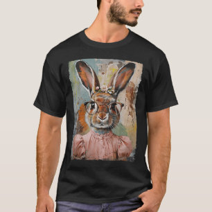 Happy Easter Bunny Rabbit Flower Graphic Art Girl  T-Shirt