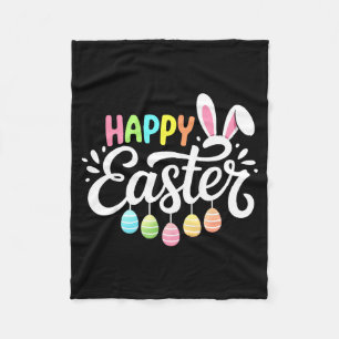 Happy Easter Bunny Rabbit For Girls Kids Boys Teac Fleece Blanket